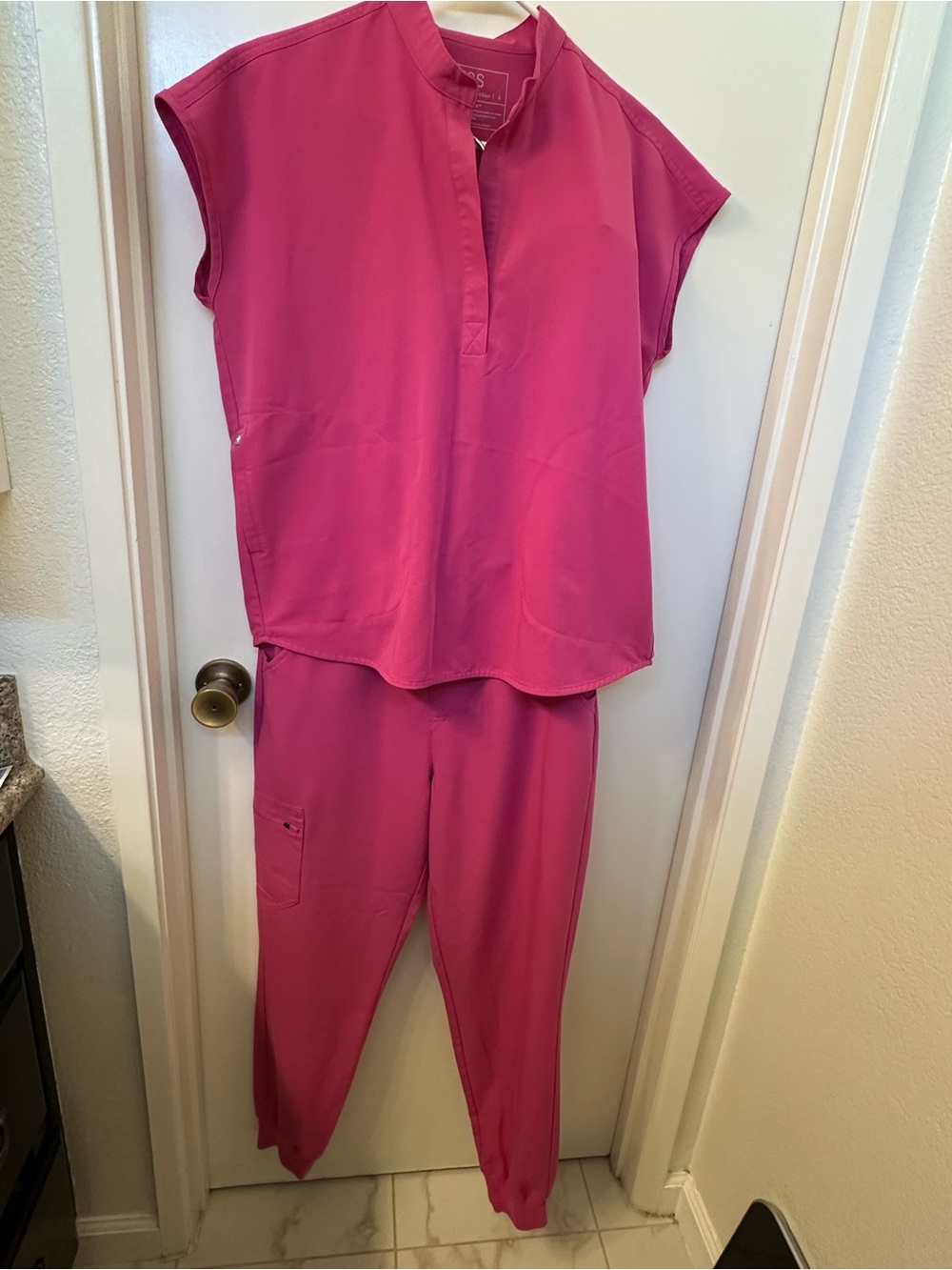Figs Hot Pink Medical Scrub Top and pants set